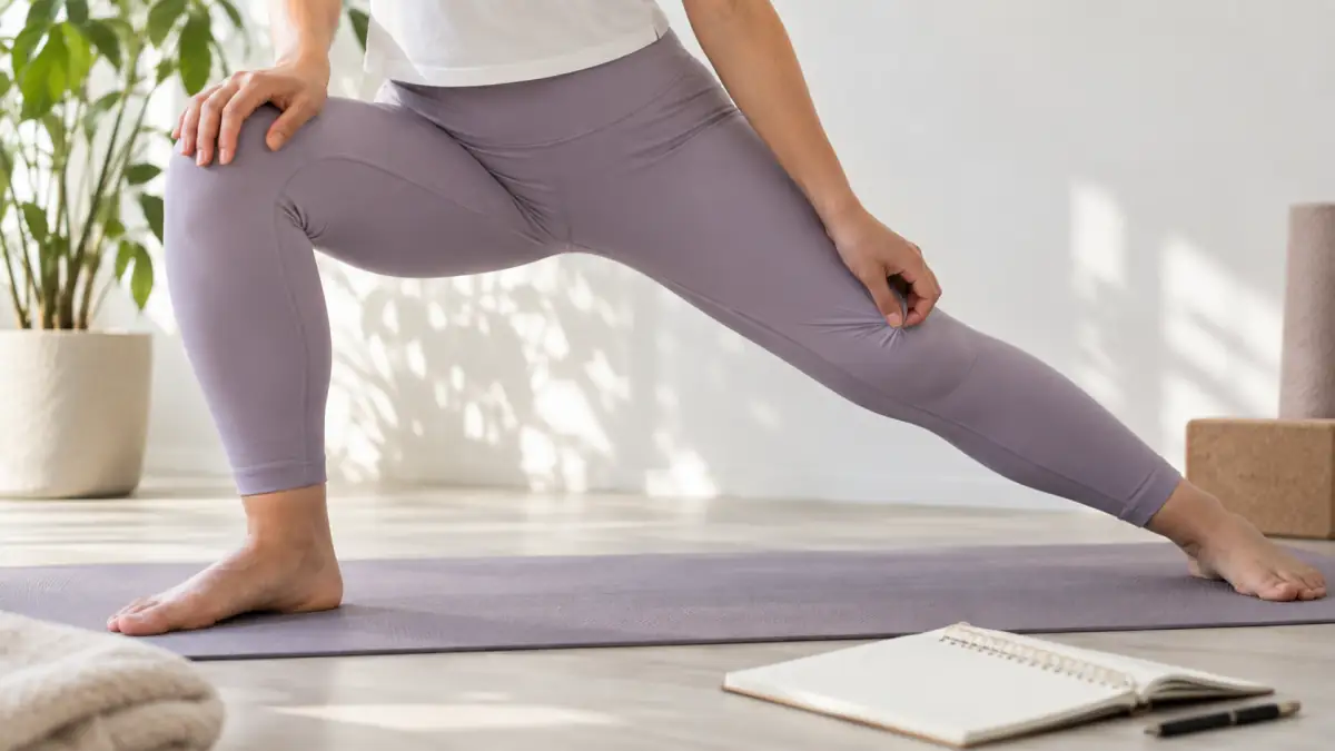 Persona comprobando el movimiento de unas mallas de fitness